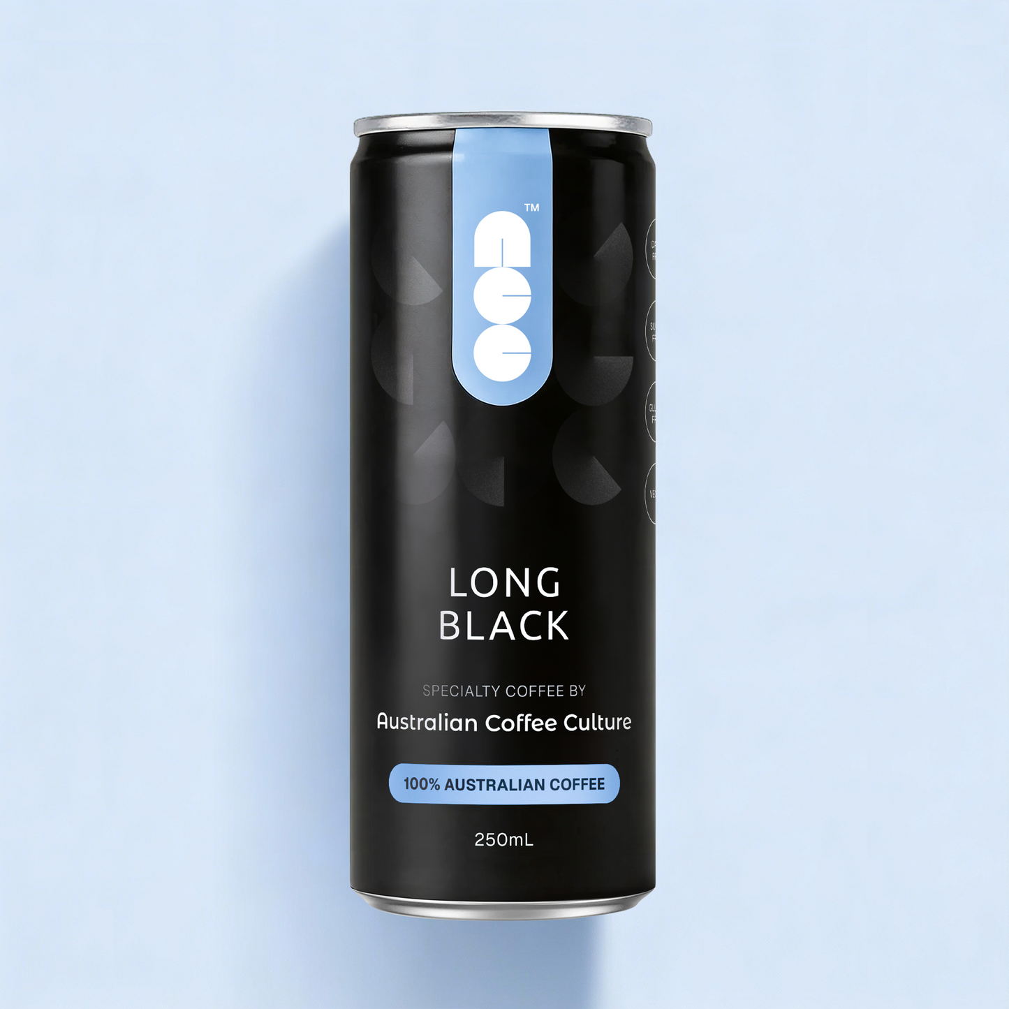 Front view of Australian Coffee Culture Long Black ready-to-drink coffee can